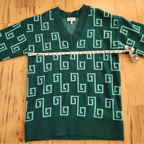 & Other Stories Oversize Jacquard Knit Wool Blend Sweater In Green Jaquard - Picture 8 of 12
